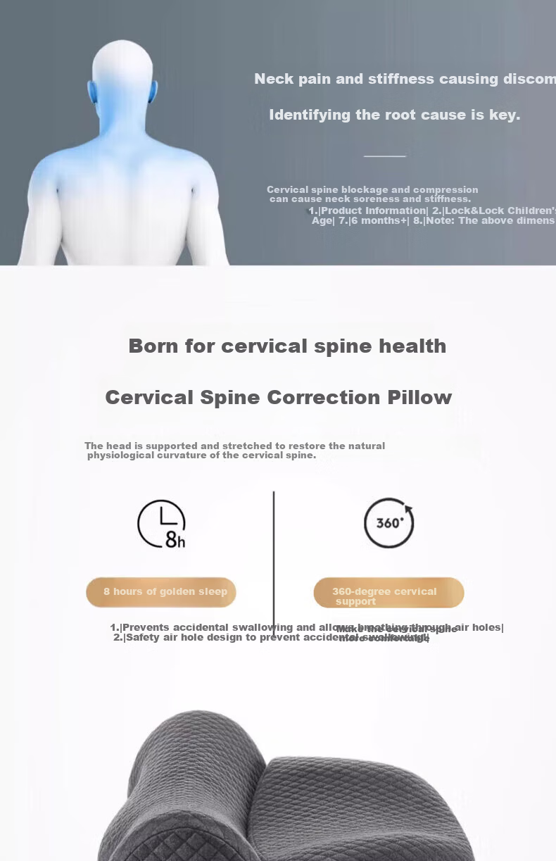 Zhunhang Memory Foam Pillow Adult Men's Neck Support Cervical Pillow for Cervical Spondylosis Deep Sleep Anti-Snore Pillow 14