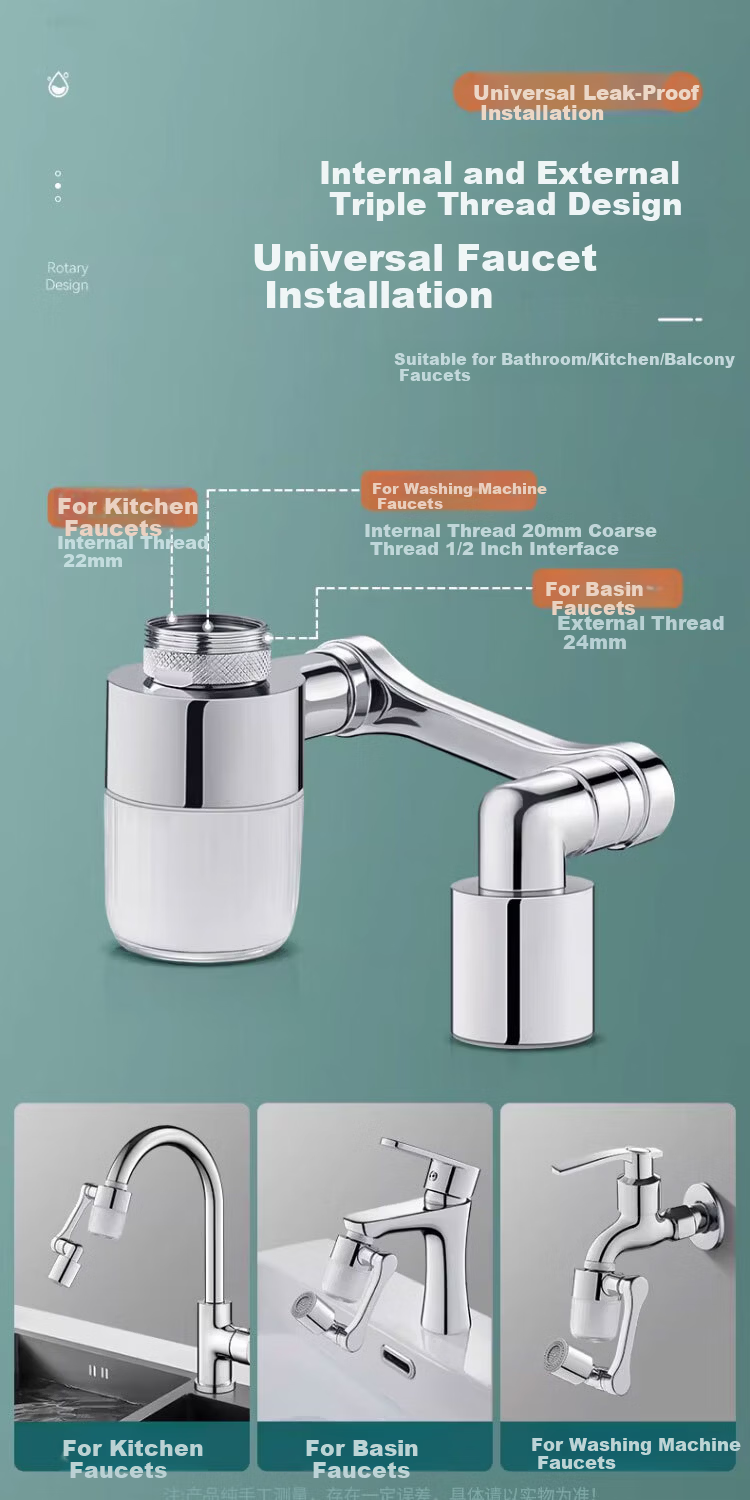 Delr [28 Years Brand] Faucet Extender Bathroom Basin Face Washing Filter Splash-Proof Water Purifier Mechanical Arm Universal Joint 8
