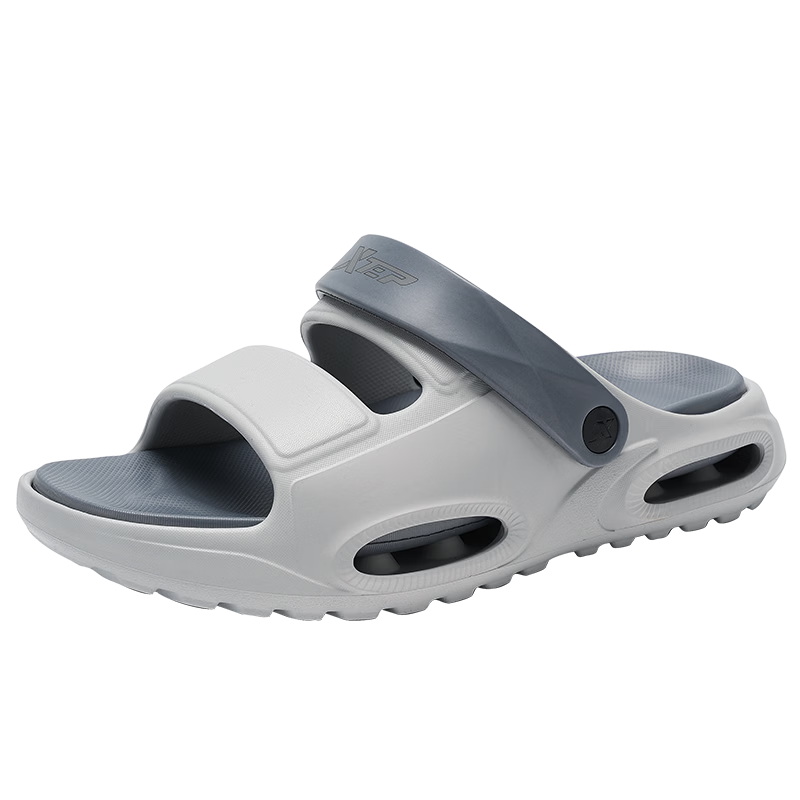 XTEP Men's Outdoor Sports Slippers Summer New Beach Sandals A012 Light Gray Blue Size 38-39