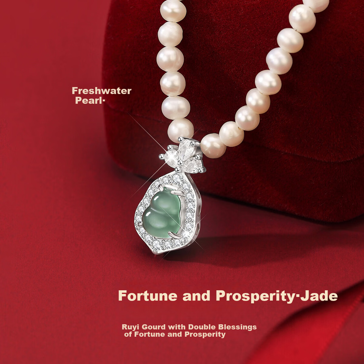 Elegant Freshwater Pearl Fortune Necklace with Jade Gourd Pendant Premium Jewelry Birthday Gift for Girlfriend Mom Elders 12