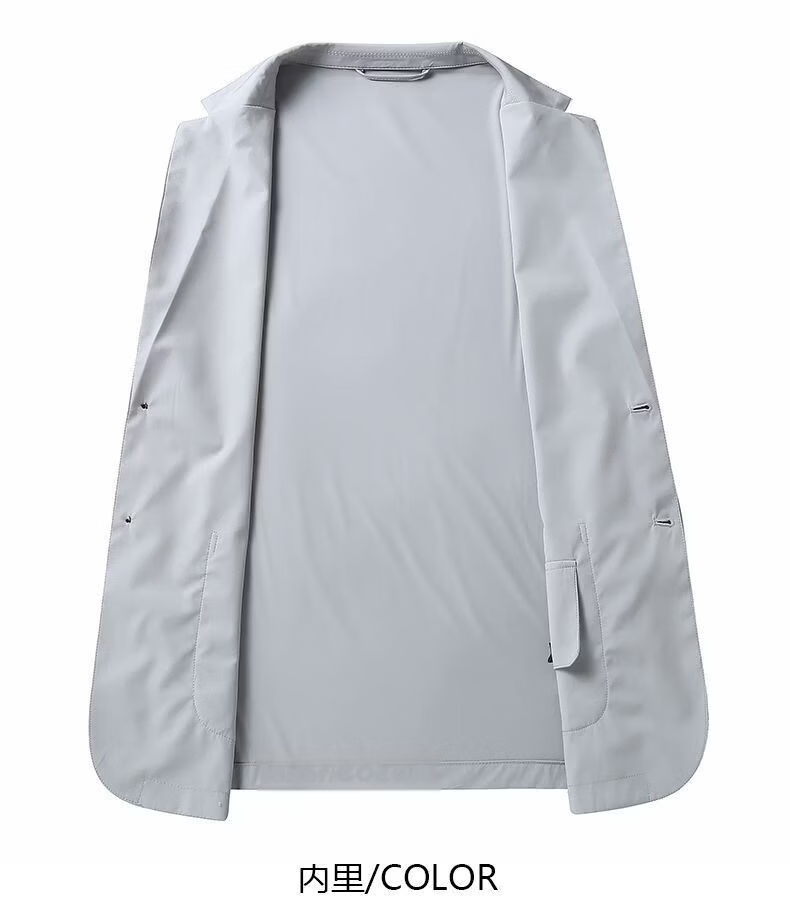 ROMON Summer Ice Silk New Middle-aged Casual Blazer Seamless Business Men's Sun Protection Jacket Gray Green XL 16