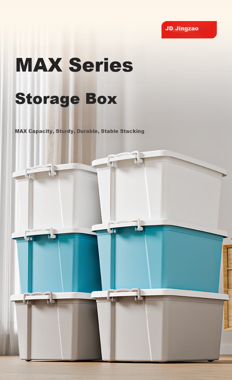 JD Jingzao Large Clothes Storage Box Organizer Plastic Toy Storage Car Trunk Storage Bin 65L White 1