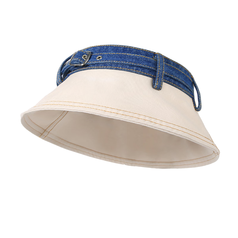 CACUSS Women's Denim Open-Top Cap Summer Sweet Cool Face-Slimming Sun Hat Outdoor Casual Foldable Sun Hat Apricot Beige