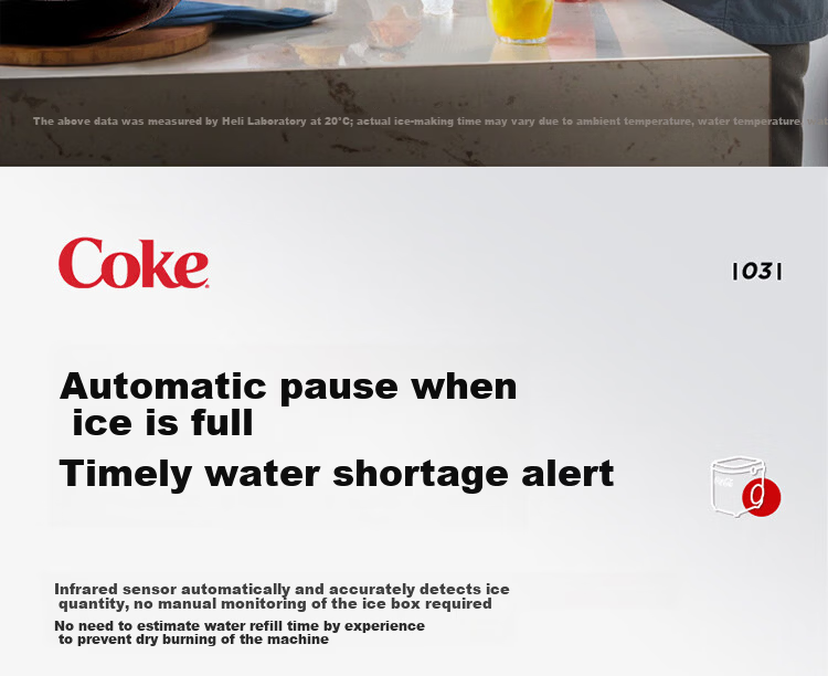Coca-Cola Home Use Small Fully Automatic Ice Maker One-Key Cleaning Bullet Ice Mini Dormitory Ice Machine Adjustable Ice Size Portable 1.2L About 100 Ice Cubes AH-18ZB05J 5