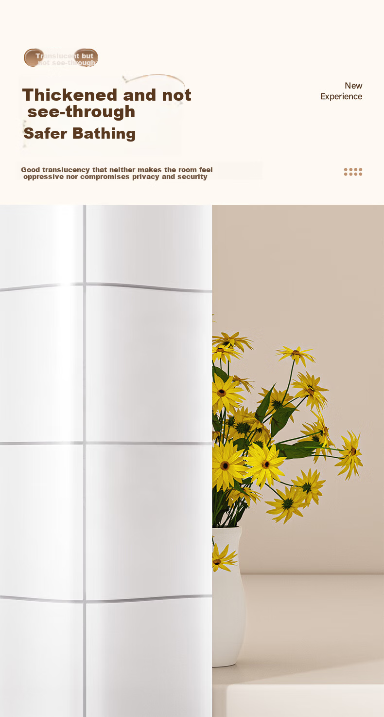 Baicaoyuan Shower Curtain Bathroom Waterproof Partition Curtain Mold Resistant 160x180cm 6