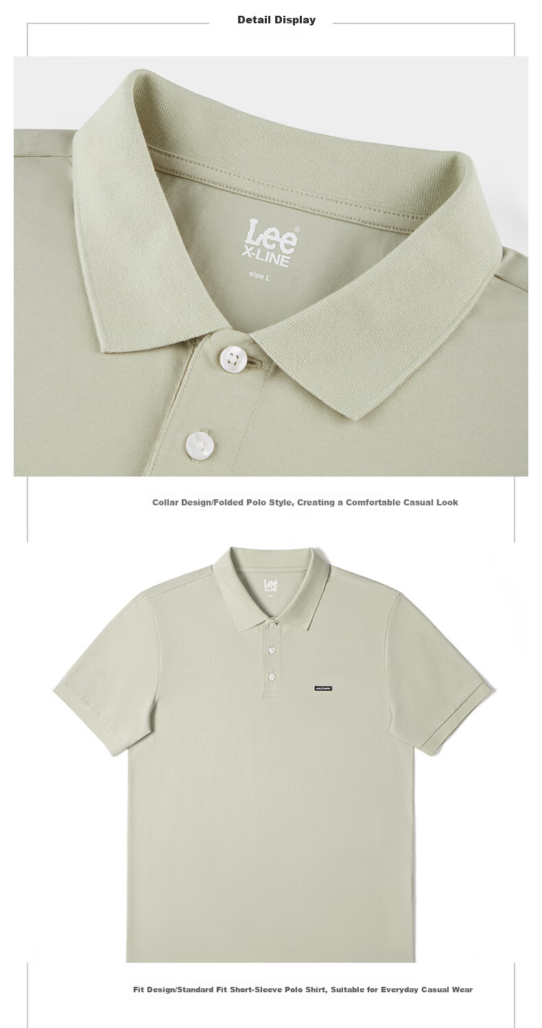 Lee 26 Spring Summer New Standard Fit Polo Shirt with Small Logo Emblem for Men Navy Blue 2XL 12