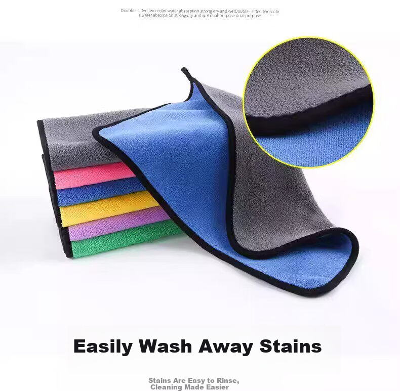 Mishiguang Microfiber Cleaning Cloths 30x30cm 5-Pack Double-Sided Absorbent Plush Dishwashing and Car Cleaning Towels 5