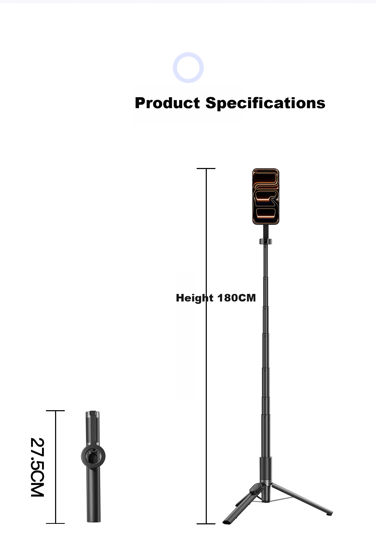 Philips Magnetic Phone Selfie Stick Portable Travel Selfie Tool Outdoor Vlog Live Streaming Photography Universal Accessory MagSafe Magnetic Rotating Anti-Shake Tripod 5319 26