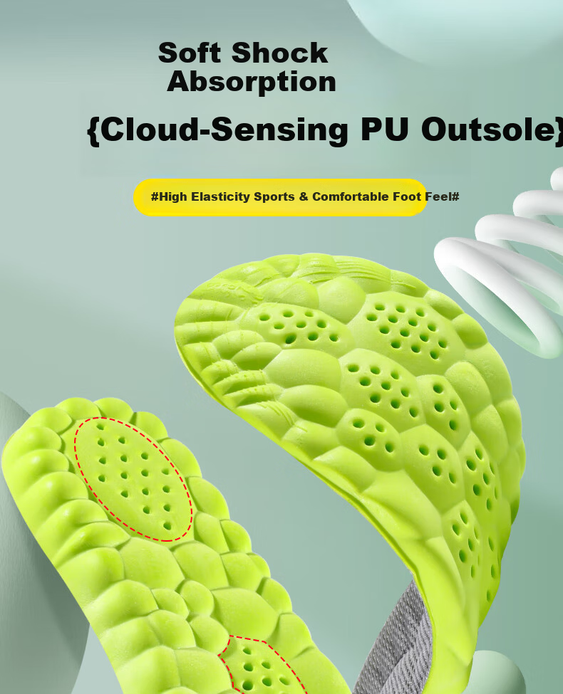 Bonny Family Men's Sports Insoles Soft Elastic Long-Standing Comfort Ultra Soft Shock Absorption Cloud-Like Feel Military Training Sweat-Absorbing Breathable Odor-Resistant Summer Insoles 3