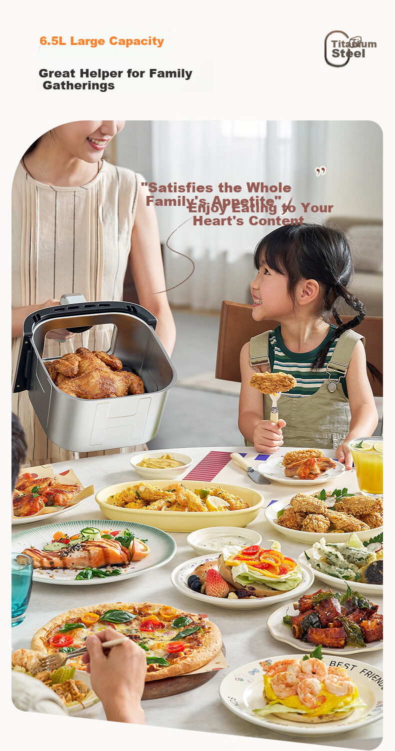 Midea Fresh Air Roasting Air Fryer [Price Protection 618] Non-Coated Stainless Steel Titanium Air Fryer Steam and Roast Combo 2026 New Model 6.5L Large Capacity KZC6521PRO 20
