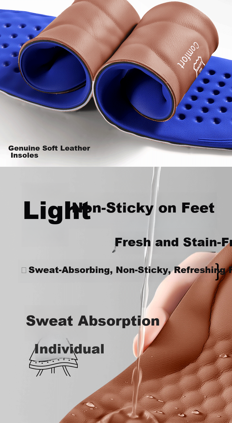 JVBV Men's Leather Insoles Cowhide Sweat-Absorbing Breathable Odor-Resistant Soft Elastic Summer Shoes Size 39-40 4