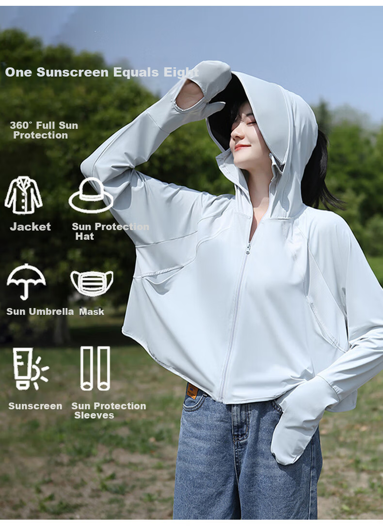Langsha Women's Summer 2026 New Black Coated Brim UV Protection UPF50+ Ice Silk Outdoor Sun Protection Jacket 6