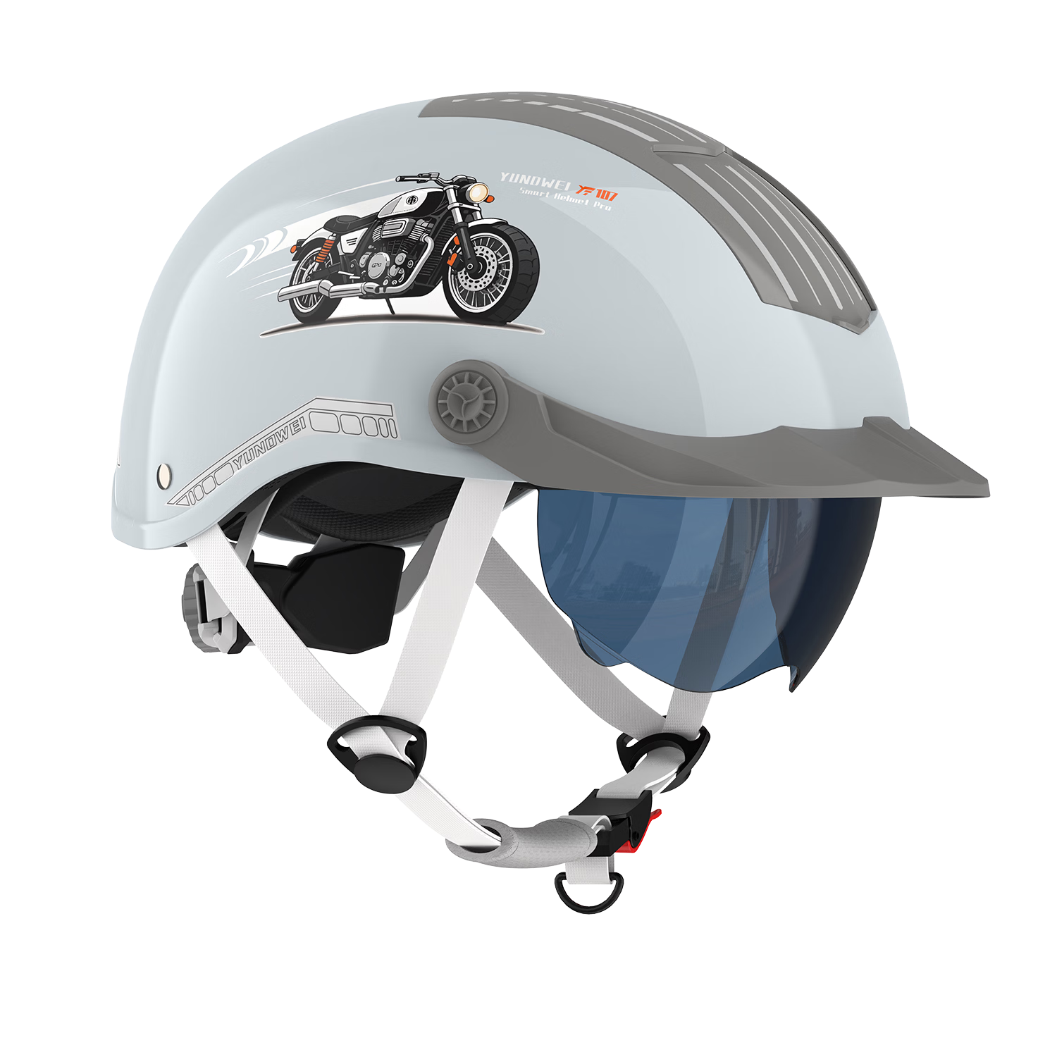 Yundianwei Electric Vehicle Helmet 3C Certified New National Standard Summer Breathable Lightweight Electric Bike Safety Helmet Universal Size Unisex Four-Season Double Lens Motorcycle Half Helmet