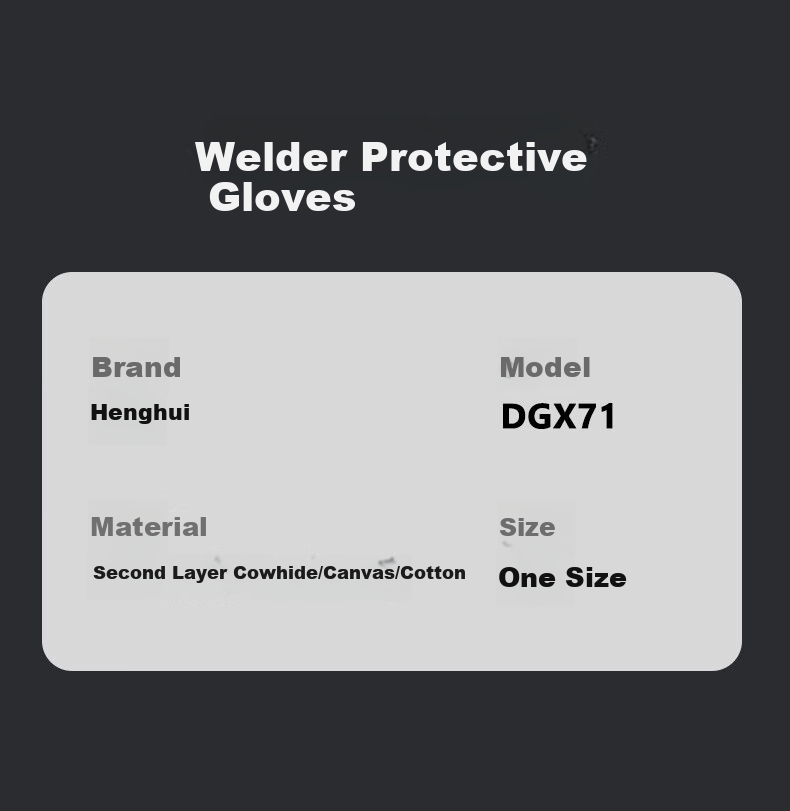Henghui Cowhide Welding Gloves Thickened Wear-Resistant High-Temperature Resistant Half-Leather Welder Heat Insulation Anti-Scald Anti-Arc Spark Welding Labor Protection Gloves DGX71 10