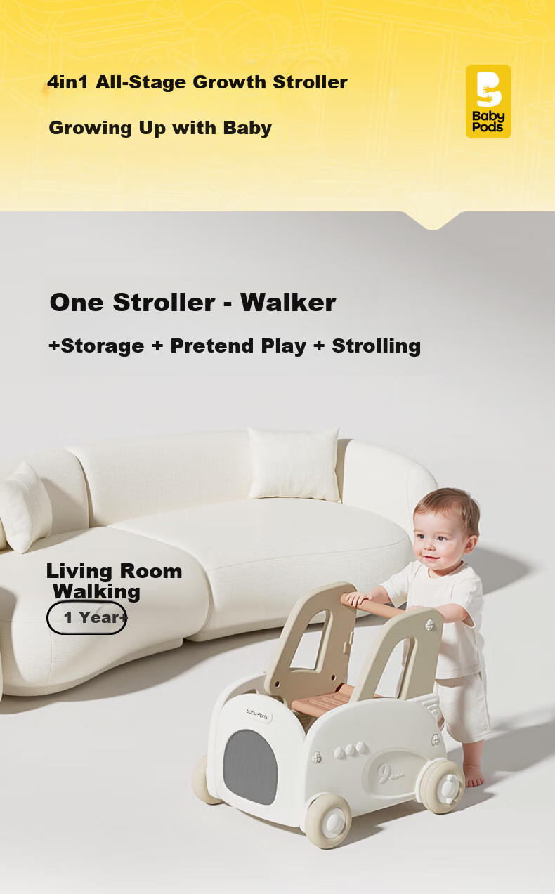 Babypods Multifunctional Baby Walker Toddler Push Car Adjustable Speed Baby Gift for Children's Day 2