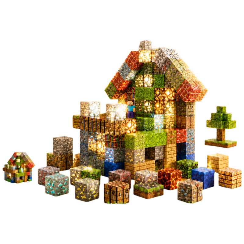 Kazhi Star Minecraft Magnetic Building Blocks Construction Toy for Kids Boys and Girls Ages 3-10 Birthday Gift