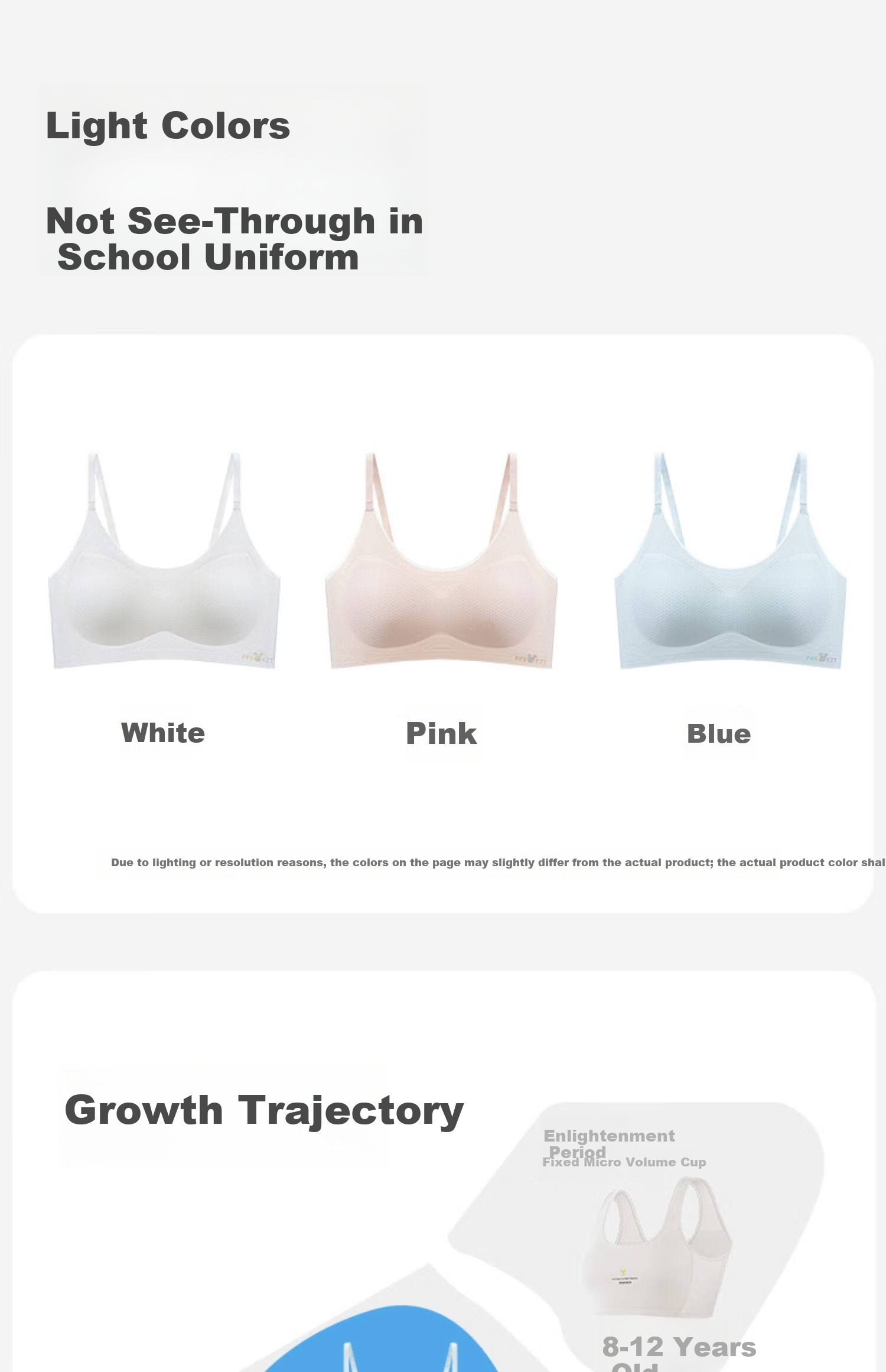 Yalu Student Girls' Underwear High School Teen Girls Stage 2 Puberty Anti-Shock Thin Bra 3