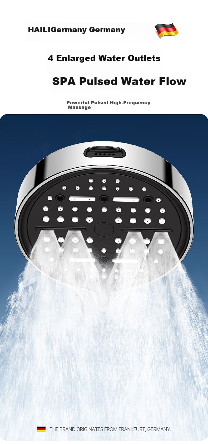 Haili High-Pressure Handheld Shower Head, Ultra-Strong Round Large Panel, Model ZH258G 4