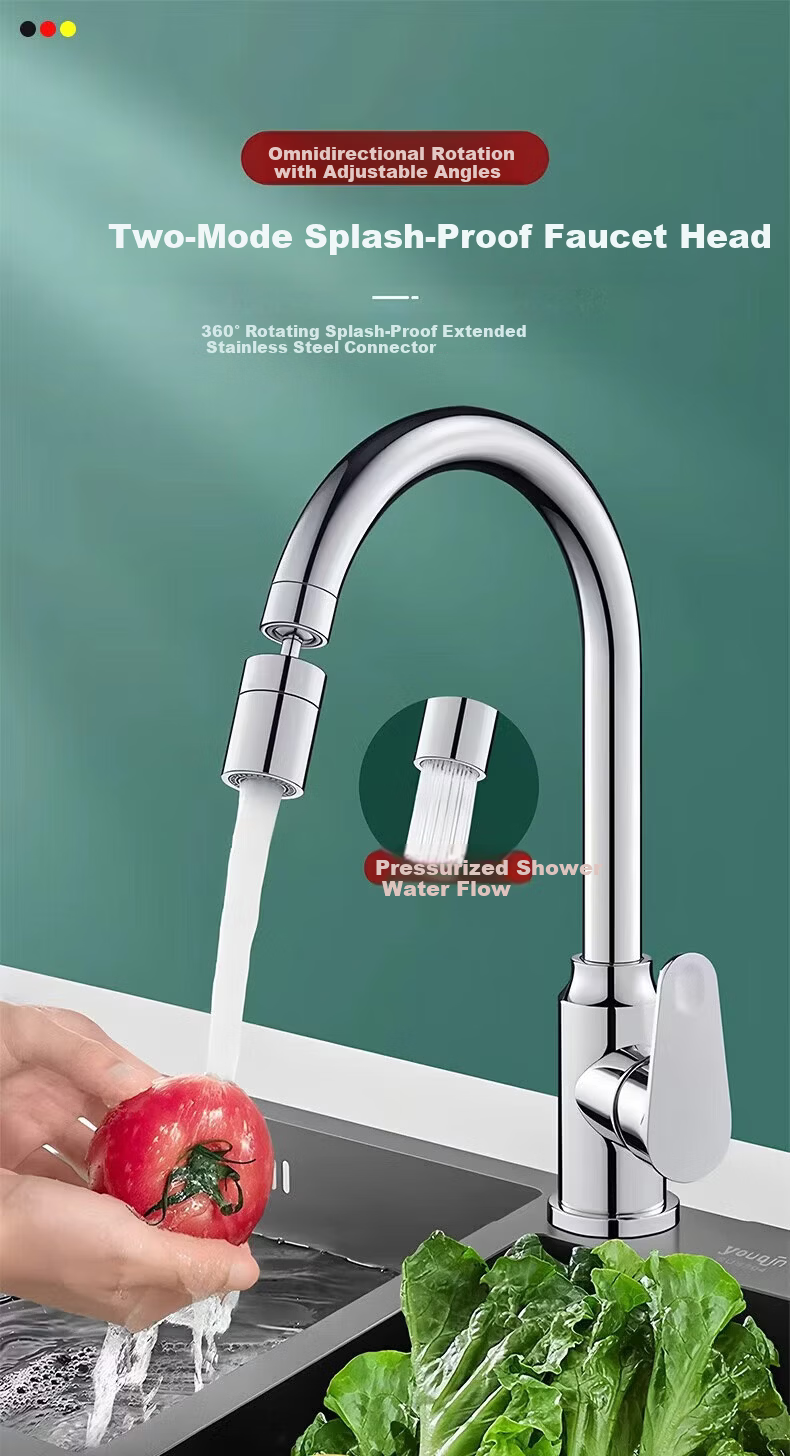 JROR [Germany] Kitchen Faucet Extender Splash-Proof Device Universal Splash Guard Stainless Steel Pressure-Boosting Aerator 3