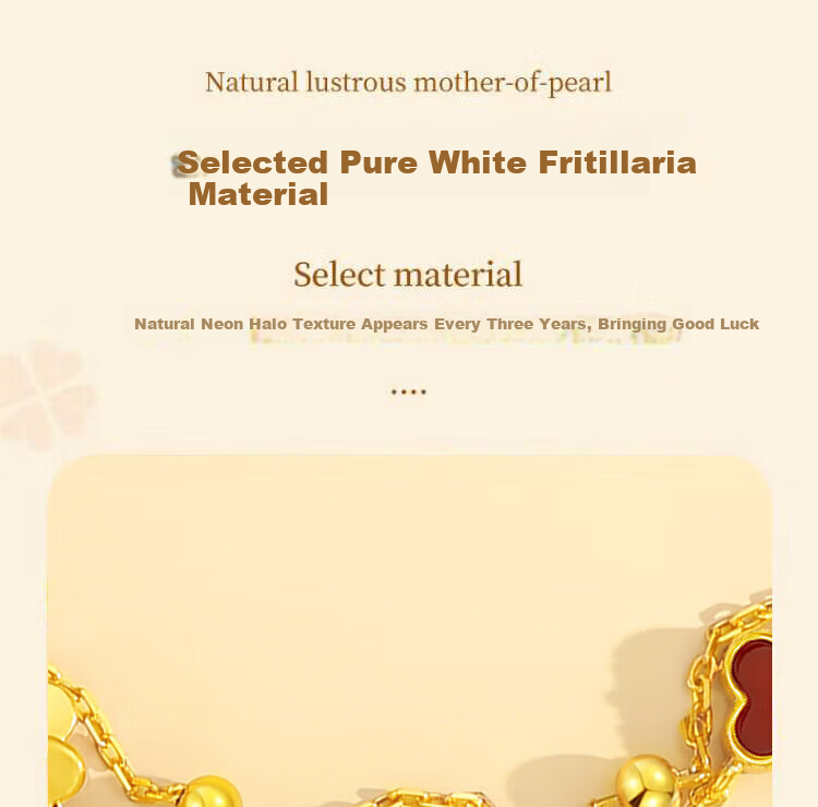 Grace Girl Luxury 999 Pure Gold Four-Leaf Clover Agate Bracelet Children's Day Birthday Gift for Girlfriend 7
