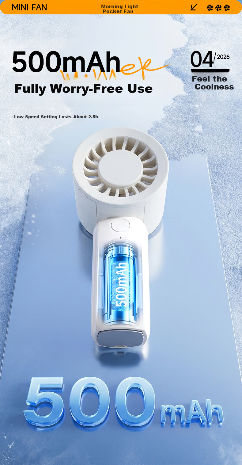 M&G Super Popular Handheld Mini Portable Pocket Desktop Fan Type-C Blueberry Ice Three-Speed Rechargeable Quiet 6