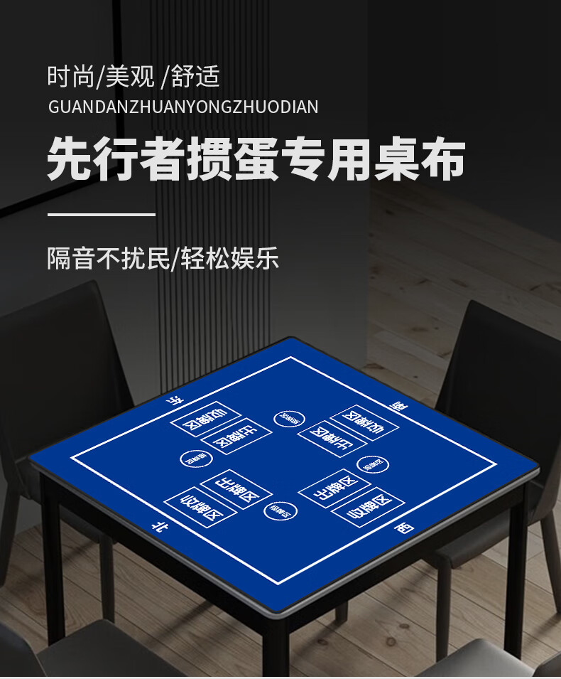 FORTHGOER Guandan Special Tablecloth, Competition Table Mat, Entertainment Poker Cards, Chess Room Dedicated Waterproof Tablecloth, Blue Velvet Surface 1