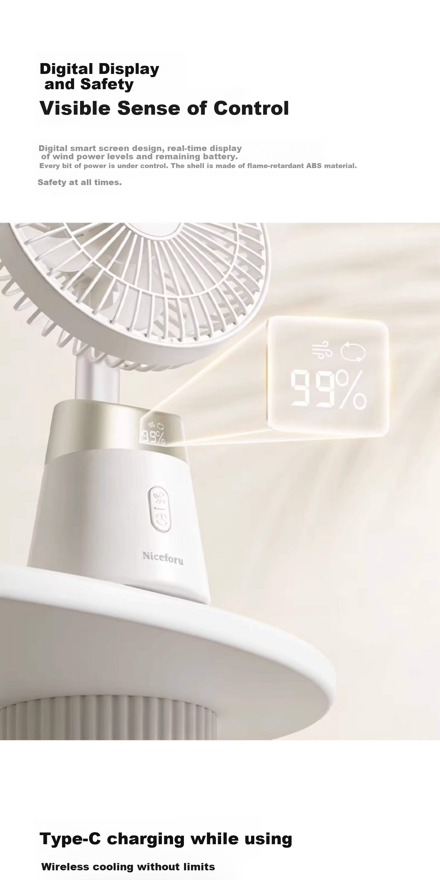 Desktop Fan Ultra-Quiet Air Circulation Oscillating Small Fan Office Dormitory Student Bedside Outdoor Tabletop Mini Fan Standard Champagne Color 11