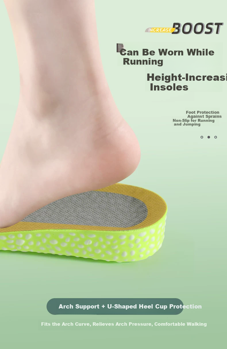 Gouge Popcorn Hidden Heel Lift Insoles for Women, Comfortable Height Increase - 3.5cm, Size 37-38 3