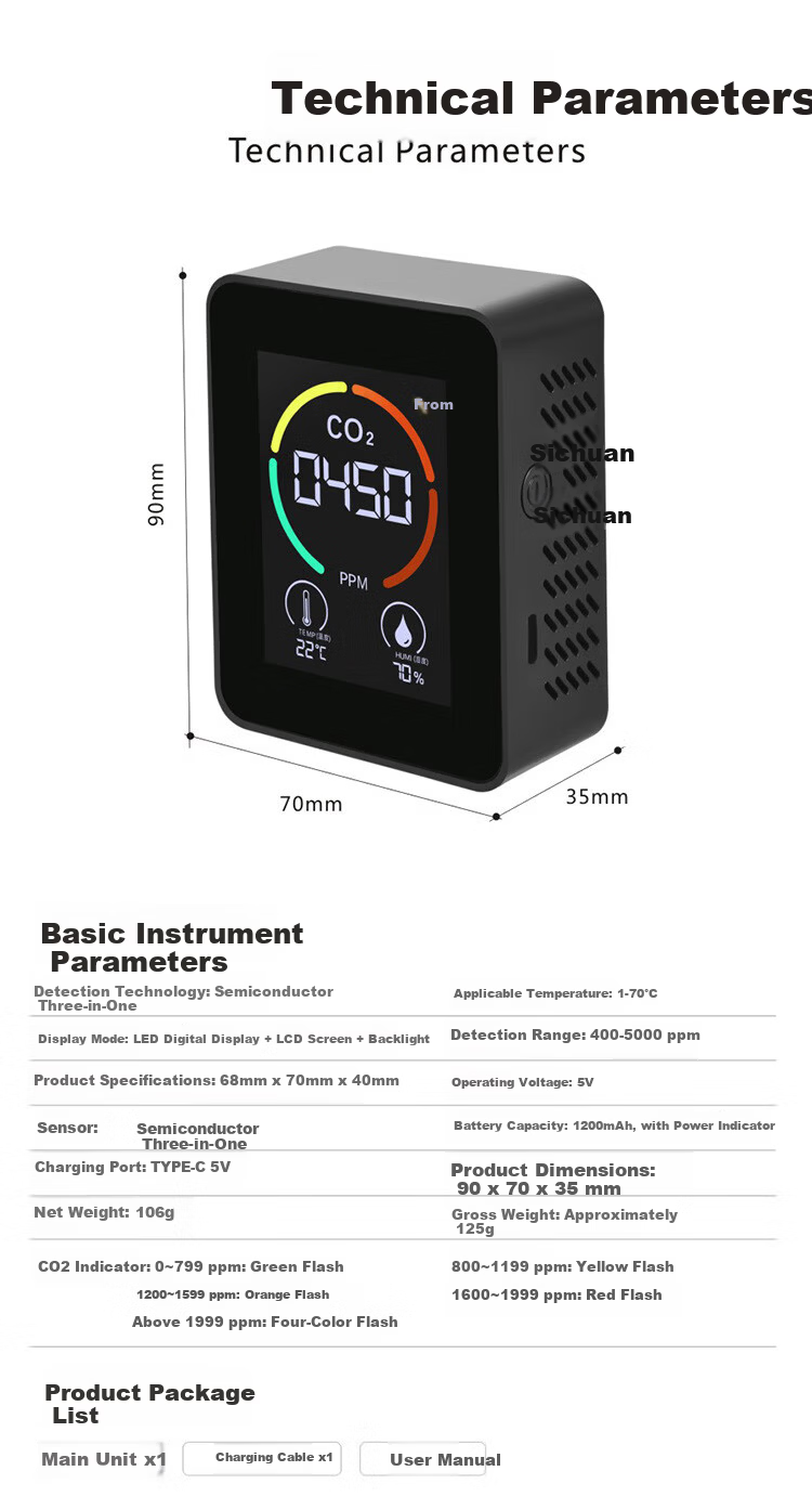 Zhuguo Formaldehyde Detector New Home Accurate Formaldehyde Concentration Tester Intelligent Analysis Anti-Interference Formaldehyde Detector 7