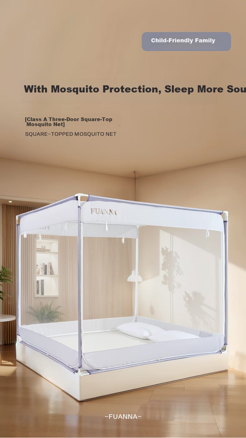 Fuanna Children's Class A Anti-Fall Mosquito Net Children's Playpen Mosquito Net Home Three-Door Encrypted Anti-Drop Single Mosquito Net 1.8m 1