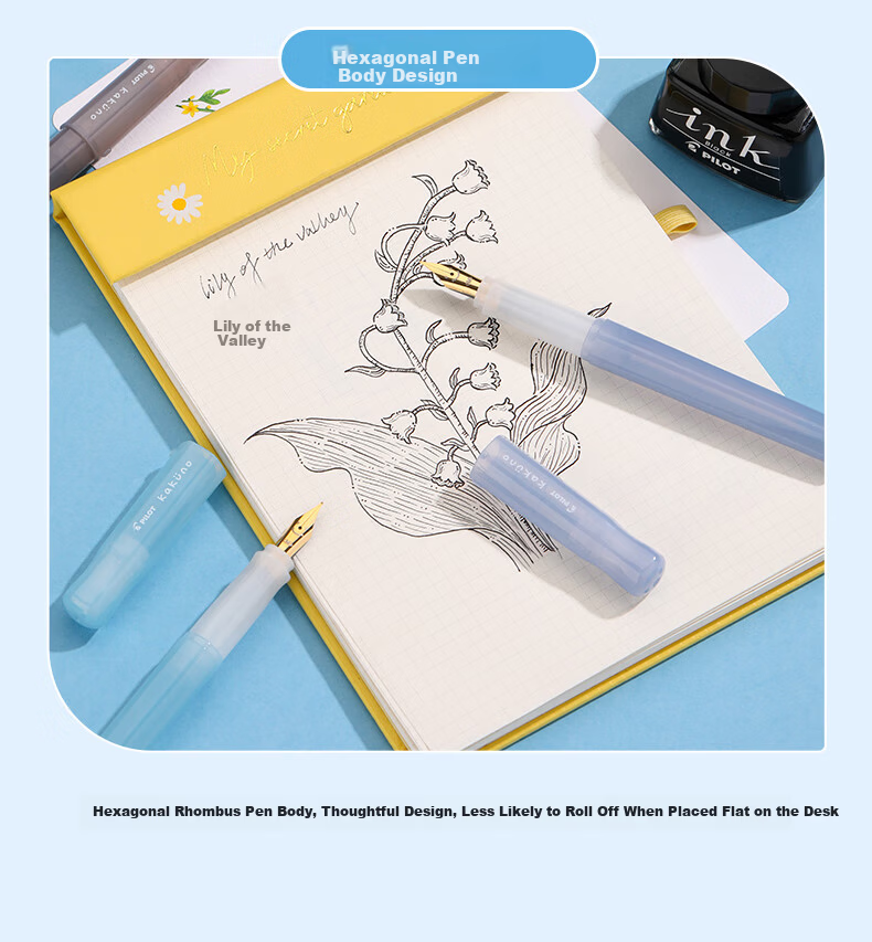 PILOT KAKUNO Fantasy Series Smile Fountain Pen for Elementary Students Grades 3-6 Refillable Ink Cartridge Children's Calligraphy Pen CA.FKA1SRMDIM-IC-ZH M Nib Fantasy Ivory White 8