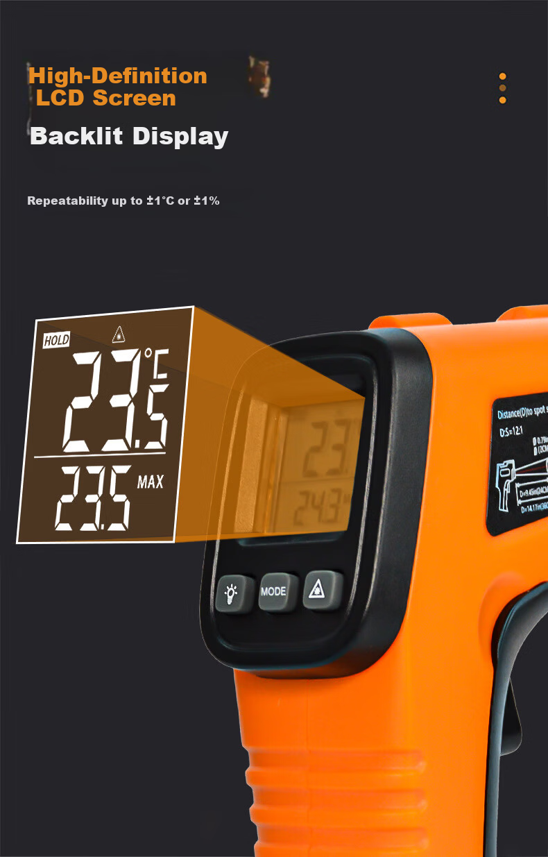 Pading Infrared Thermometer Industrial High-Precision Temperature Gun for Water, Oil, and Kitchen Baking Temperature Measurement 3