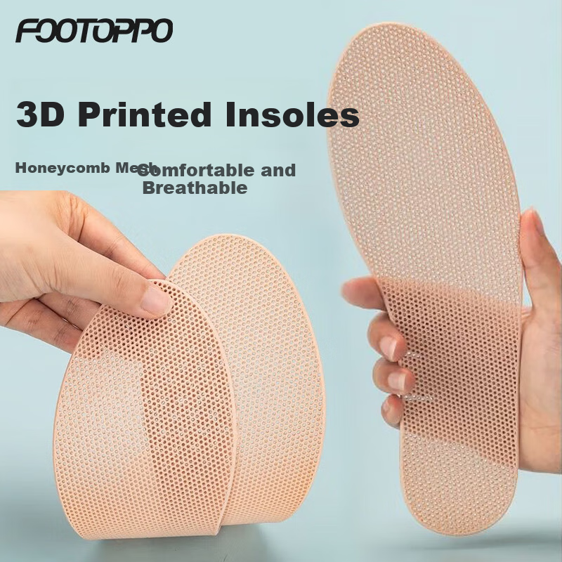 FOOTOPPO 3D Printed Ultra-Thin Breathable Soft Insoles for Men and Women Non-Slip Comfortable Thin Insoles Black