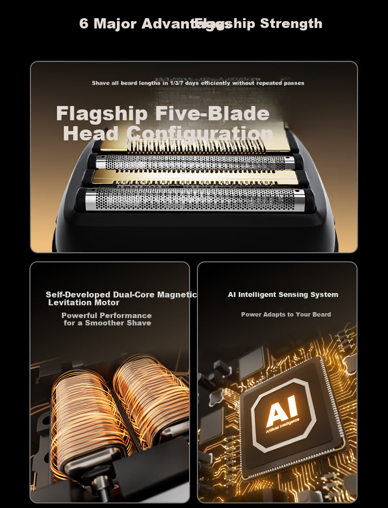 Mova Flagship New Reciprocating Shaver Five-Blade Men's Razor Fully Washable Portable Home Use Shaving 2026 New Model Price Guarantee 618 4