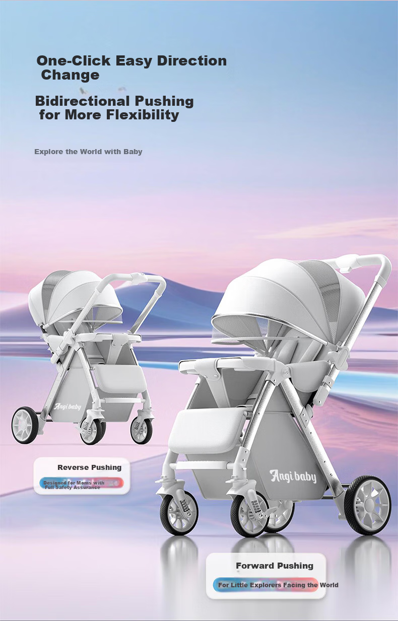 ANGI BABY High-View Reversible Baby Stroller, Lightweight Foldable, Multi-Position Seat and Recline, Perfect for Walking with Baby 6