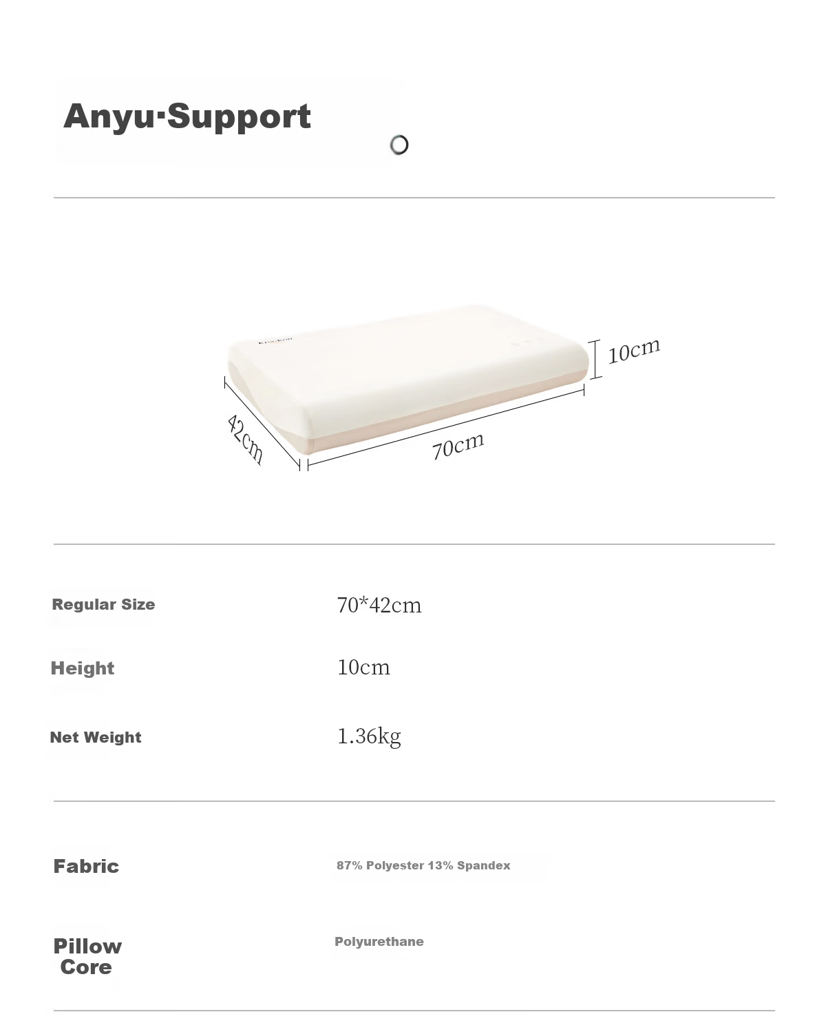 Kingkoil Memory Foam Pillow Hotel Deep Sleep Neck Support Pillow Core Adult Unisex Sleep Aid Single 10CM 7