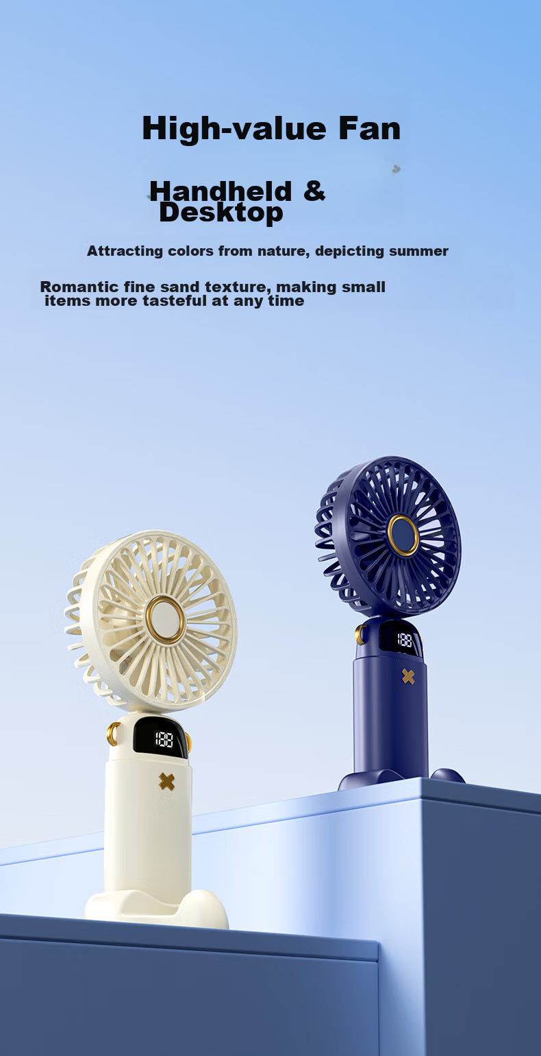 BIAZE Handheld Mini Fan, Cooling And Air-Conditioning Mini Fan, Portable Personal Small Mini Electric Fan, Creative Office Dormitory Outdoor Fan, FS26 Amber Gold 8
