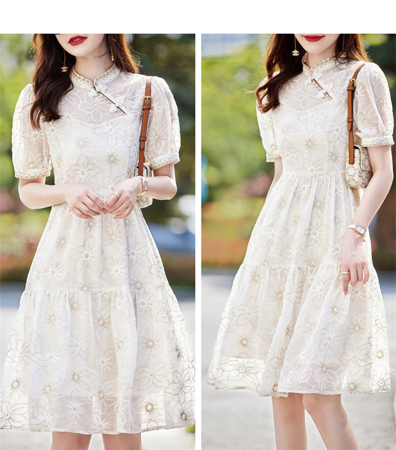 Dme [Yuejian Bai Zhi] Summer Chinese-Style New Modernized Qipao Dress Elegant Lady A-Line Women's Dress 14