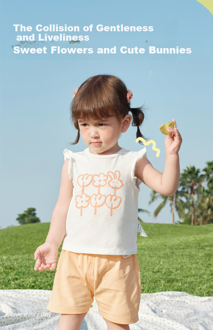 Balabala Baby Toddler Short Sleeve Set 2026 Summer Girls T-Shirt and Pants Two-Piece Children's Day Gift Sweet Girl 3