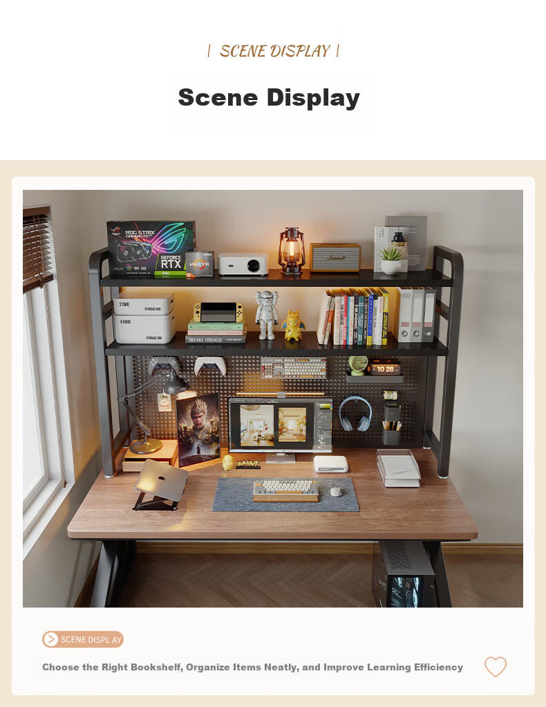 Shanshan Wooden Pegboard Multi-Layer Storage Rack Desktop Bookshelf Dormitory No-Drill Organizer Student Desk Shelf 2