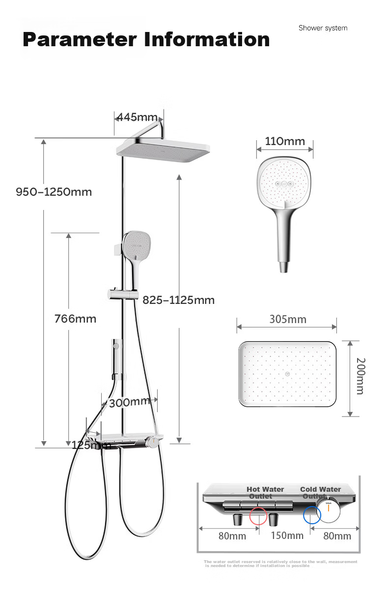 JOMOO Bathroom Set S1 Chrome Thermostatic Shower Set with Large Overhead Rainfall, Piano Key Storage, Four-Function Adjustable Rod 12