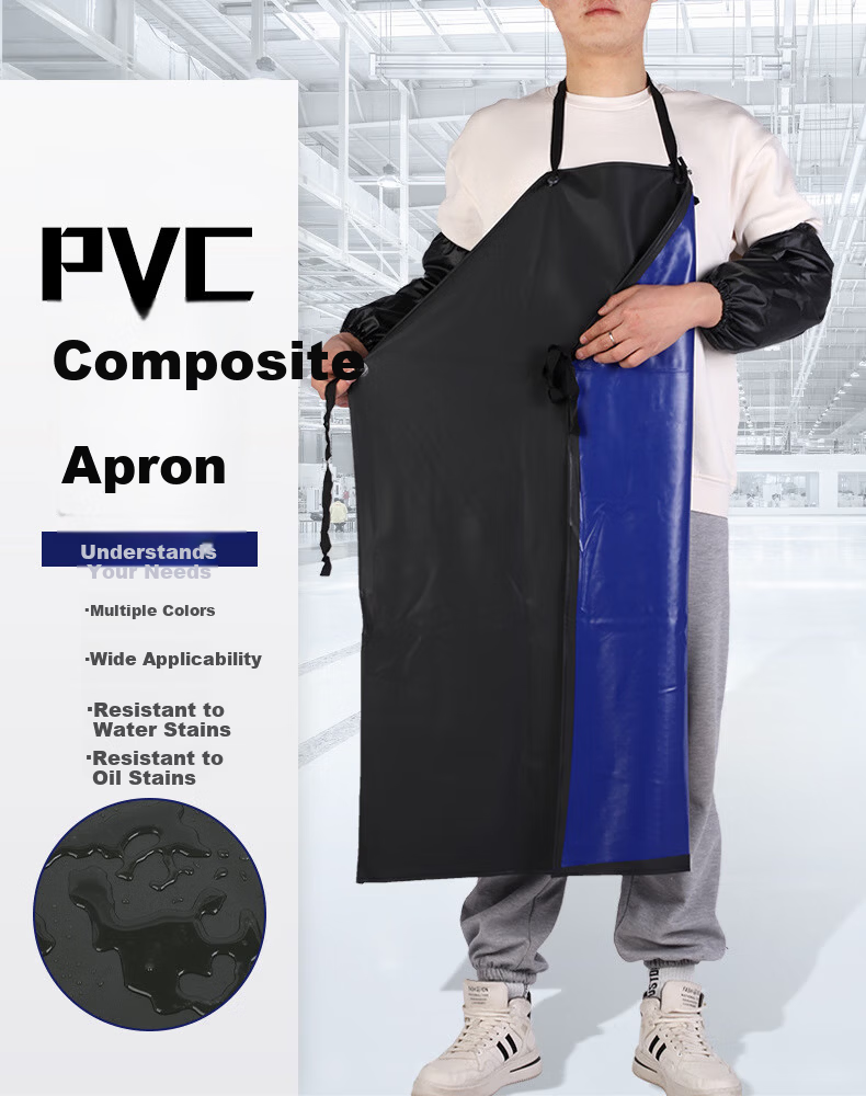 BAIGE Waterproof Apron Thickened Oil-Resistant Acid-Base Resistant PVC Double-Layer Composite Black and Red Sleeveless CW211492 1