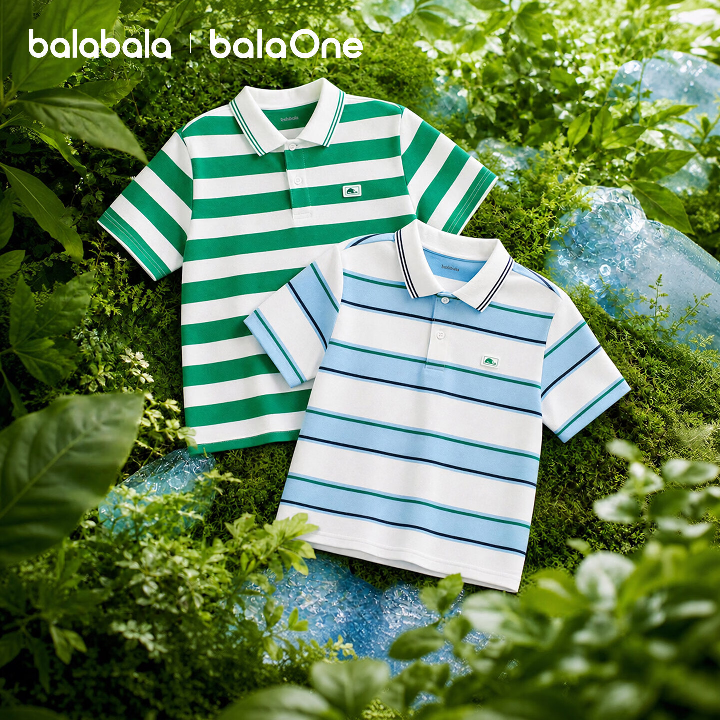 Balabala Boys Short Sleeve T-Shirt Children's 2026 Summer New Polo Shirt Striped Comfortable Top Trendy Casual for Older Kids