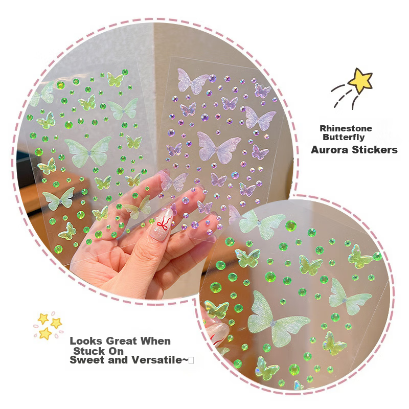 GOTOVAN Kids Face Makeup Stickers Butterfly Diamond Face Decoration Self-Adhesive Stage Performance Sequin Face Stickers Colorful Rhinestones for Concert New Year Festival 5