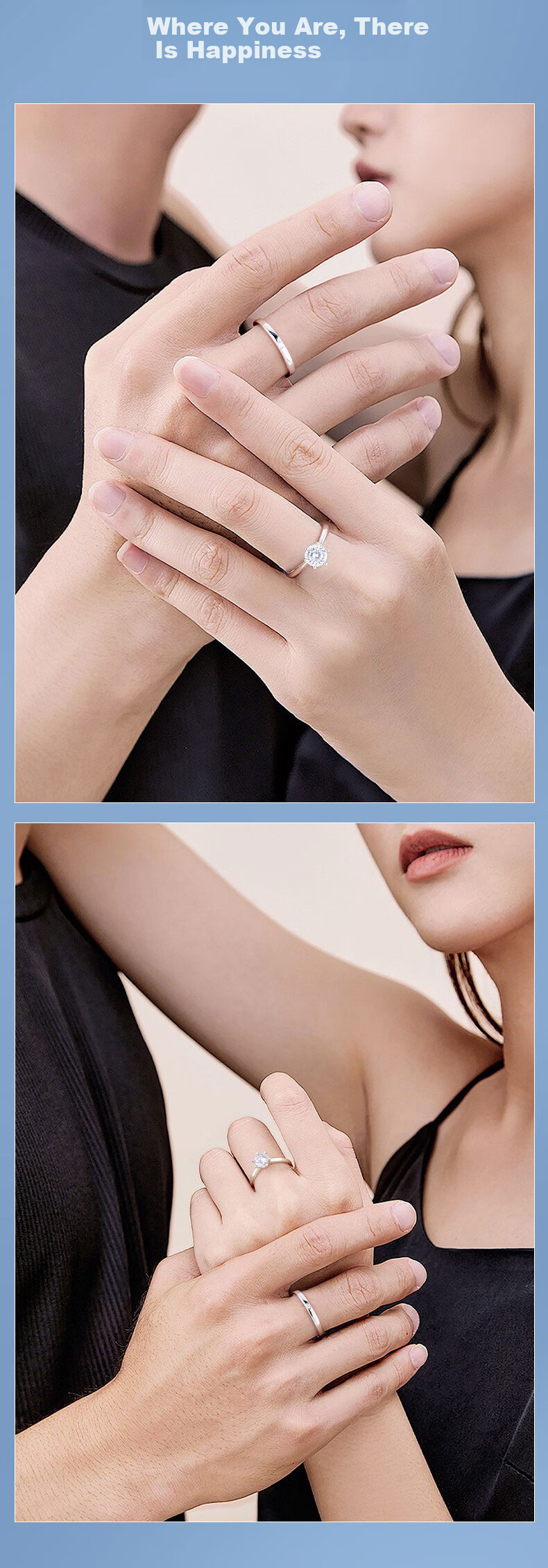 Yangchuang Fashion Wedding Engagement Diamond Ring Couple Rings S925 Wedding Band 520 Moissanite Couple Rings for Women 9