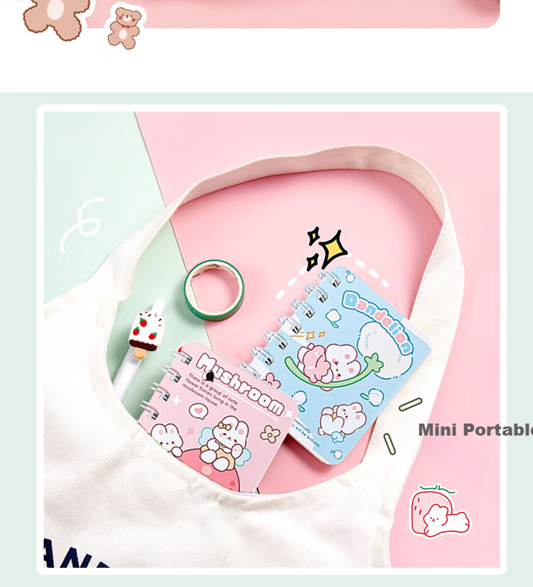 Jufu Cartoon Notebook Cute Pets A7 Lined Notebook 4-Pack Large Capacity Extra Thick Student Homework General Use Graduation Season Children's Day Reward Stationery Practical Gift 5