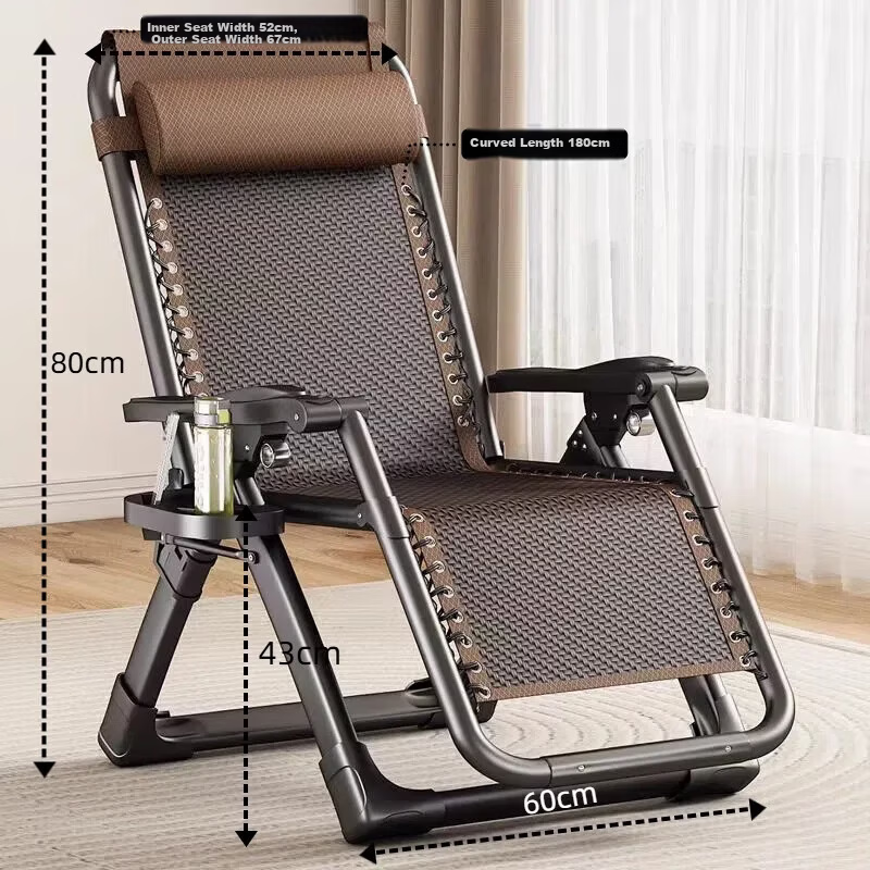 Qiyinge Lazy Recliner Folding Rattan Chair Nap Balcony Home Leisure Elderly Dual-Use Seat and Backrest Chair 14