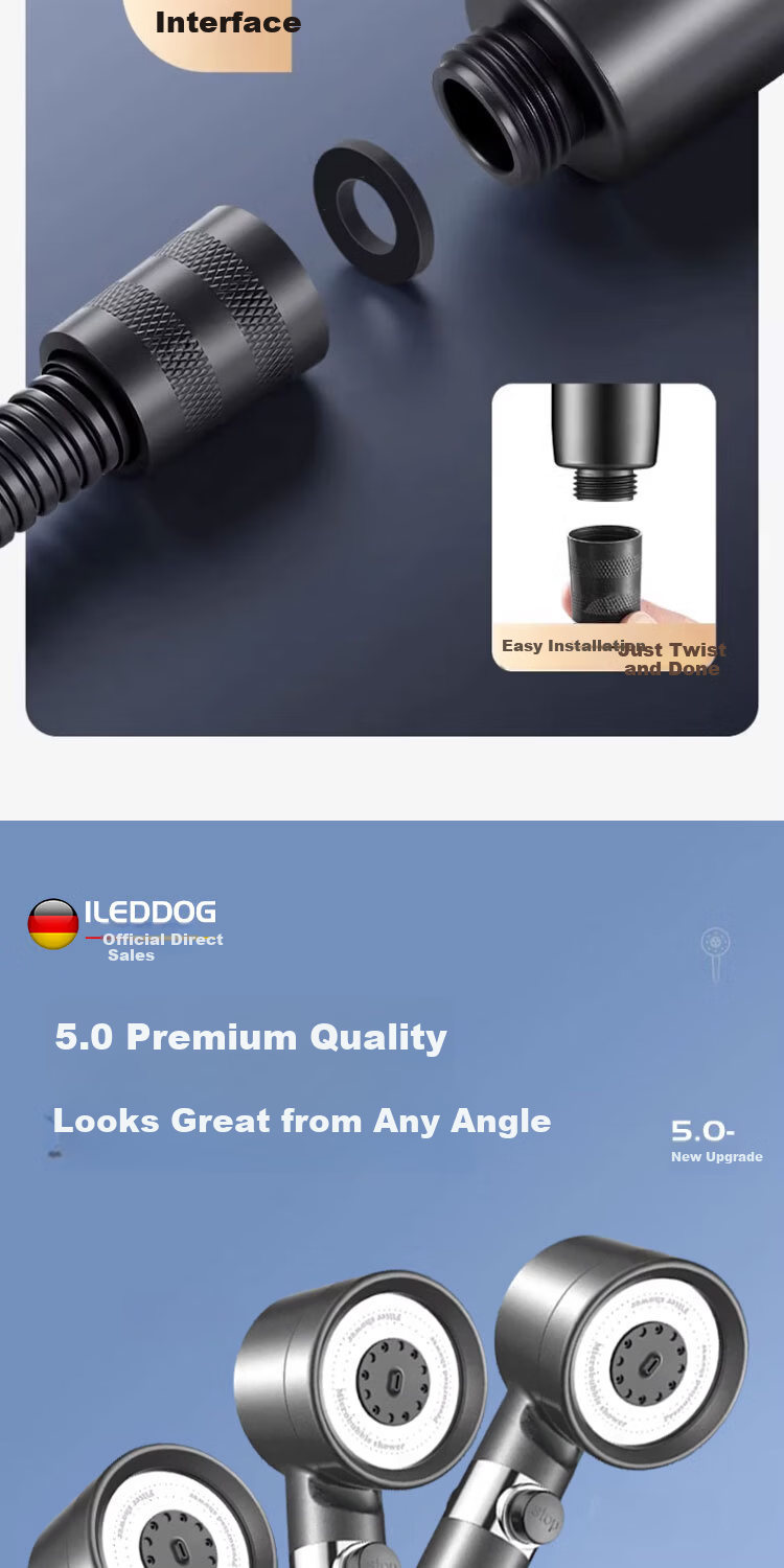 ILeddog [Germany] Dual Turbocharged Shower Head Multi-Function Filtered Handheld Shower Set DP-01 13
