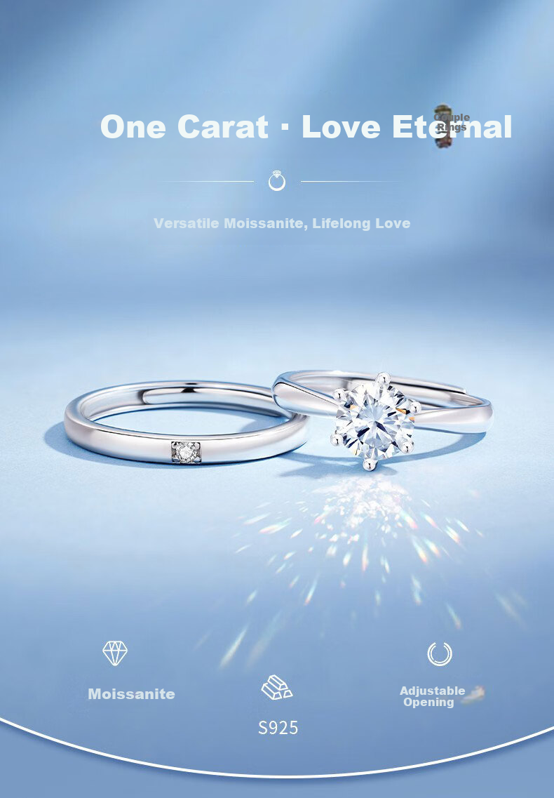 Yangchuang Fashion Wedding Engagement Diamond Ring Couple Rings S925 Wedding Band 520 Moissanite Couple Rings for Women 1