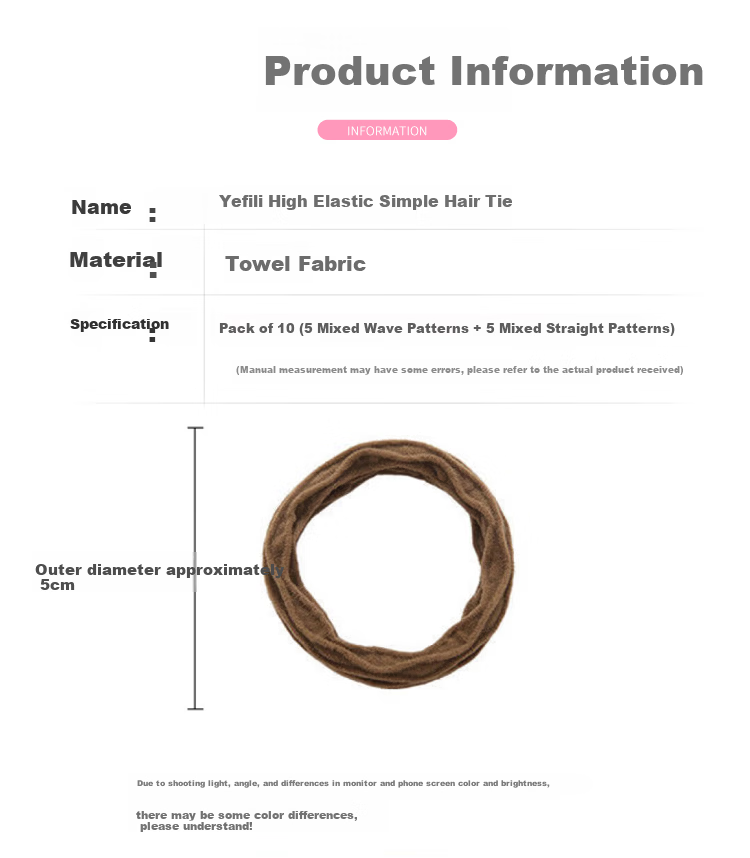 Yefili 10-Pack High Elasticity Simple Hair Ties for Bun and High Ponytail Durable Hair Bands for Women and Students 2
